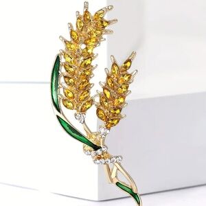 NWOT - Elegant Gold and Green Wheat Brooch